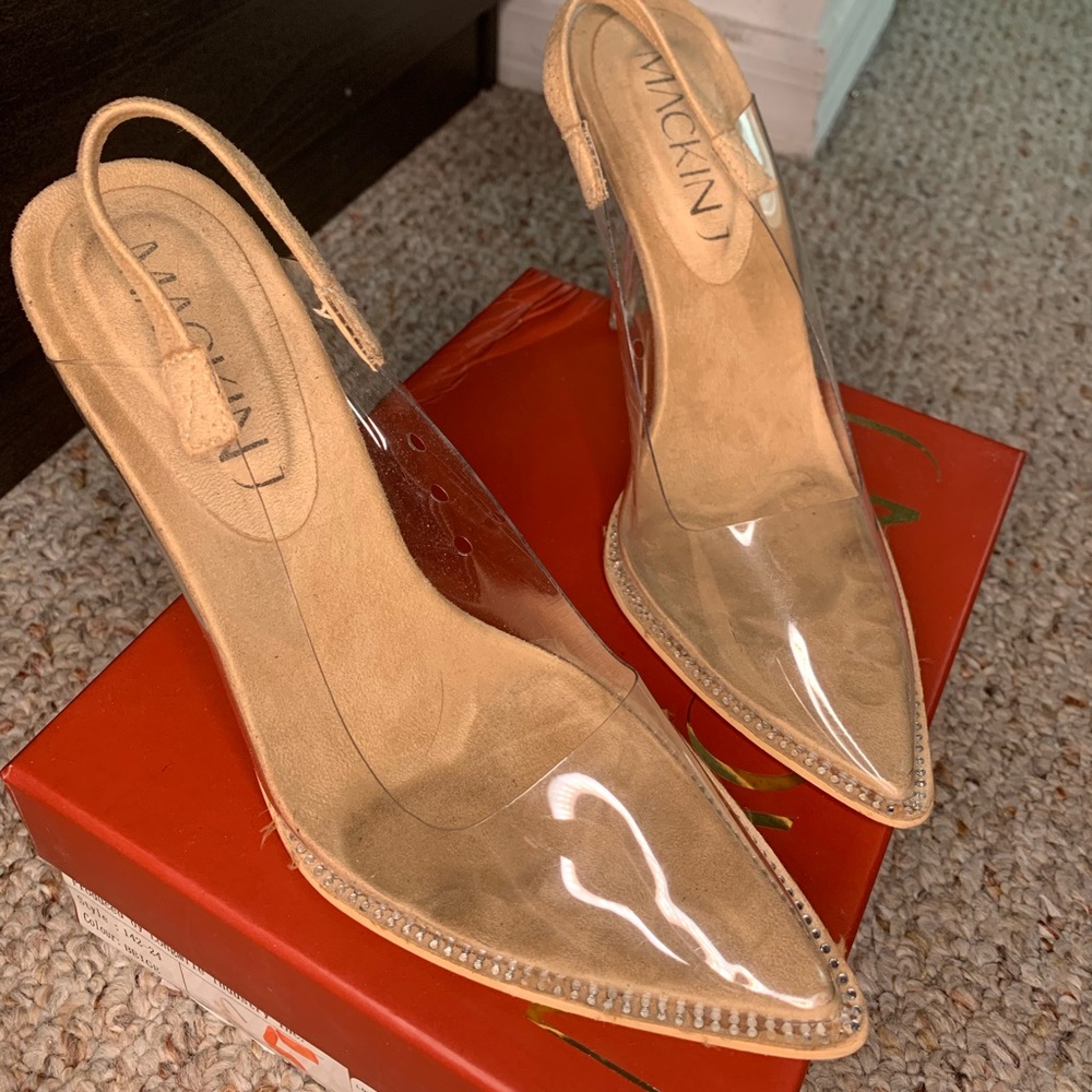 Suede Clear Vynil Slingback heels